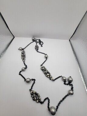 Alexis Bittar Miss Haversham Pearl And Swarovski Crystal Gun Metal 42in Necklace